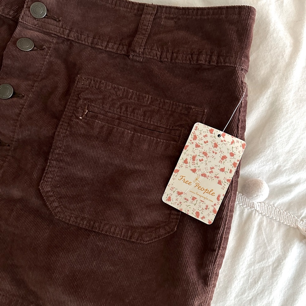 NWT Free People Joanie Corduroy Button Chocolate Mini Mid Rise Skirt 29 8 - Picture 7 of 8